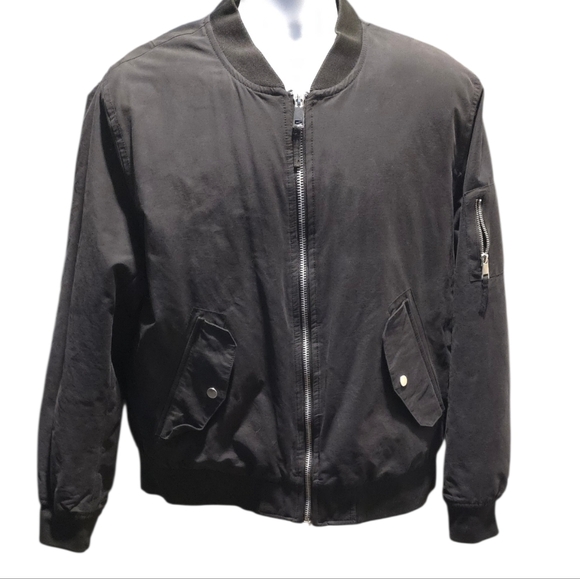 H& M Mens Black Padded Bomber Jacket